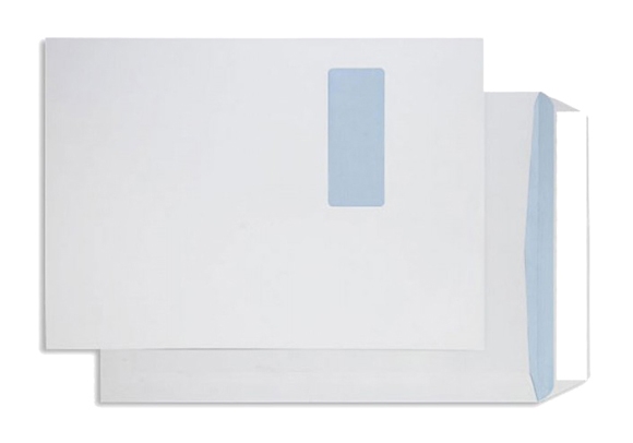 C4 White Envelope With Window - Peel & Seal - Pocket - 120gsm